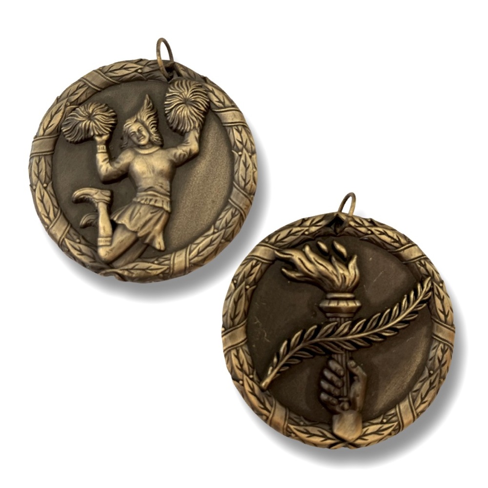 Vintage School Medals Cheerleading and Torch 2”